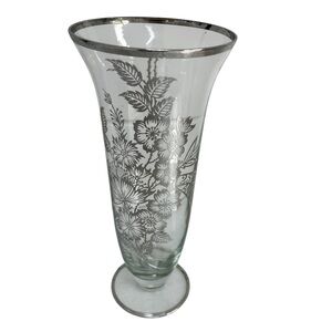 Silver City Flanders Clear Glass 10” Vase Sterling Floral 25th Anniversary